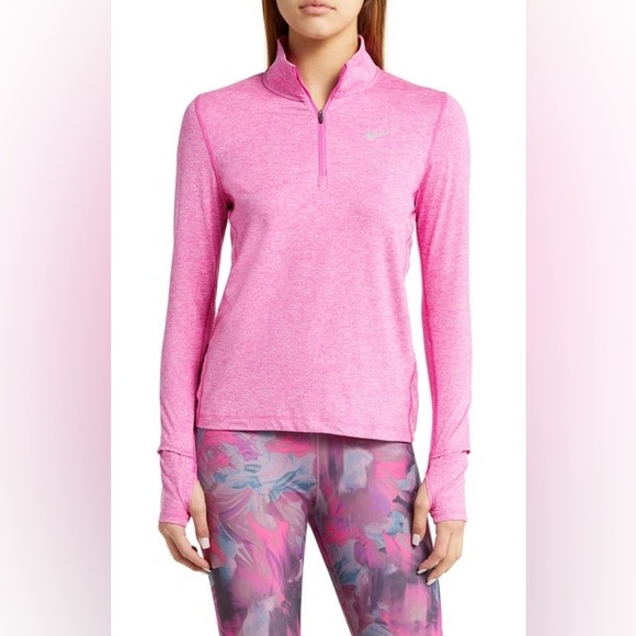 Nike Tops - Nike Element DRI-FIT 1/4 Zip Heathered Pink Running Workout Hiking Top medium